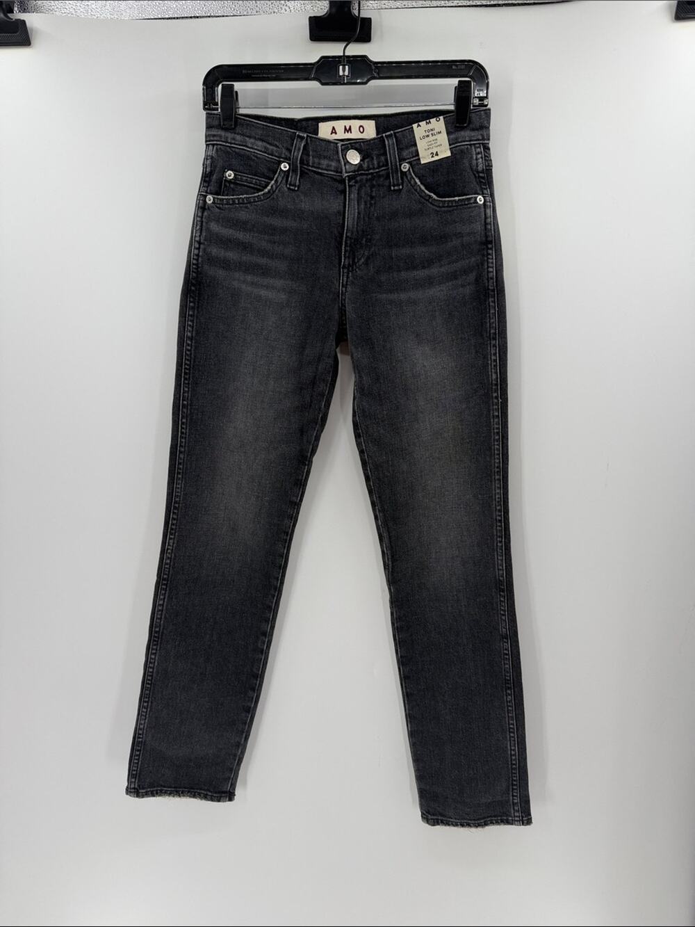AMO Women's Toni Low Slim Low Rise Jeans - Washed Black - 24 - New with tags